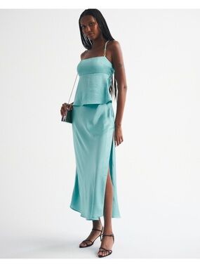 Abercrombie & Fitch Turquoise Satin Skirt Set